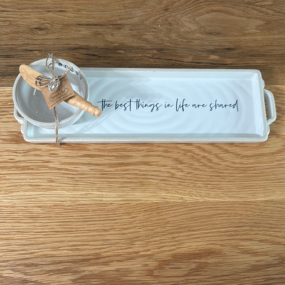 Stoneware Dip And Tray Set